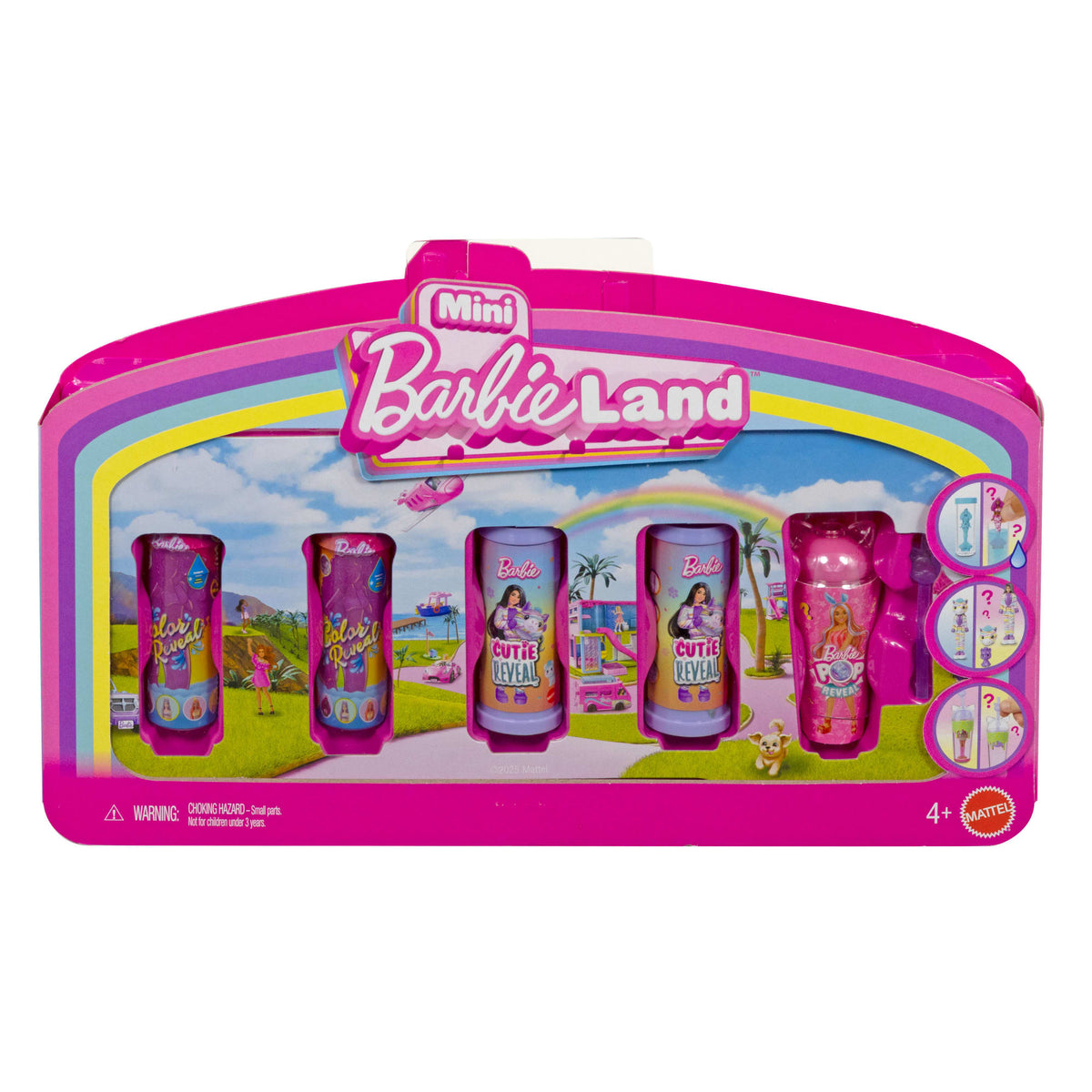 Barbie Mini Barbie Land 5 Dolls Reveal Pack, 1.5-Inch Mini Dolls With Surprise Reveal & Sensory Play Piece
