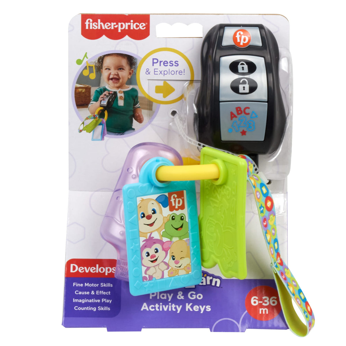Fisher-Price Laugh & Learn Play & Go Activity Keys Baby & Toddler Musical Learning Toy, Multilanguage Version