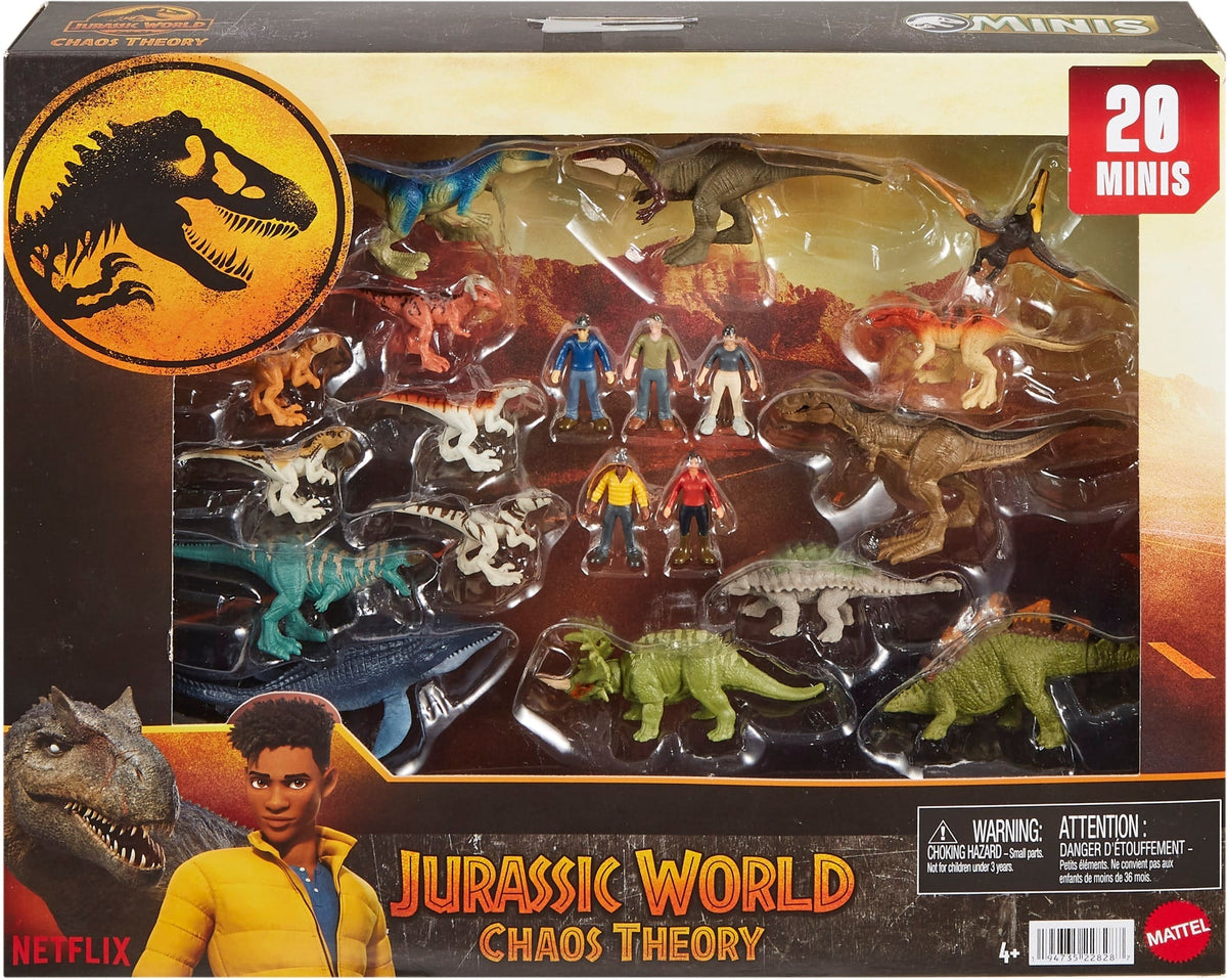 Jurassic World Minis Multipack Of AuThentic Dinosaur Figures, 20 Small Dino & Human Toys