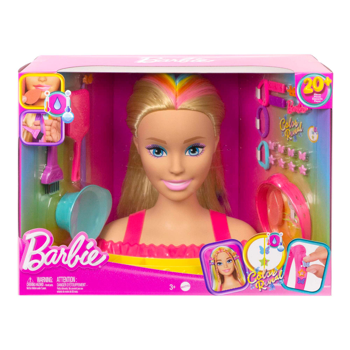 Barbie Deluxe Styling Head, Barbie Totally Hair, Blonde Rainbow Hair