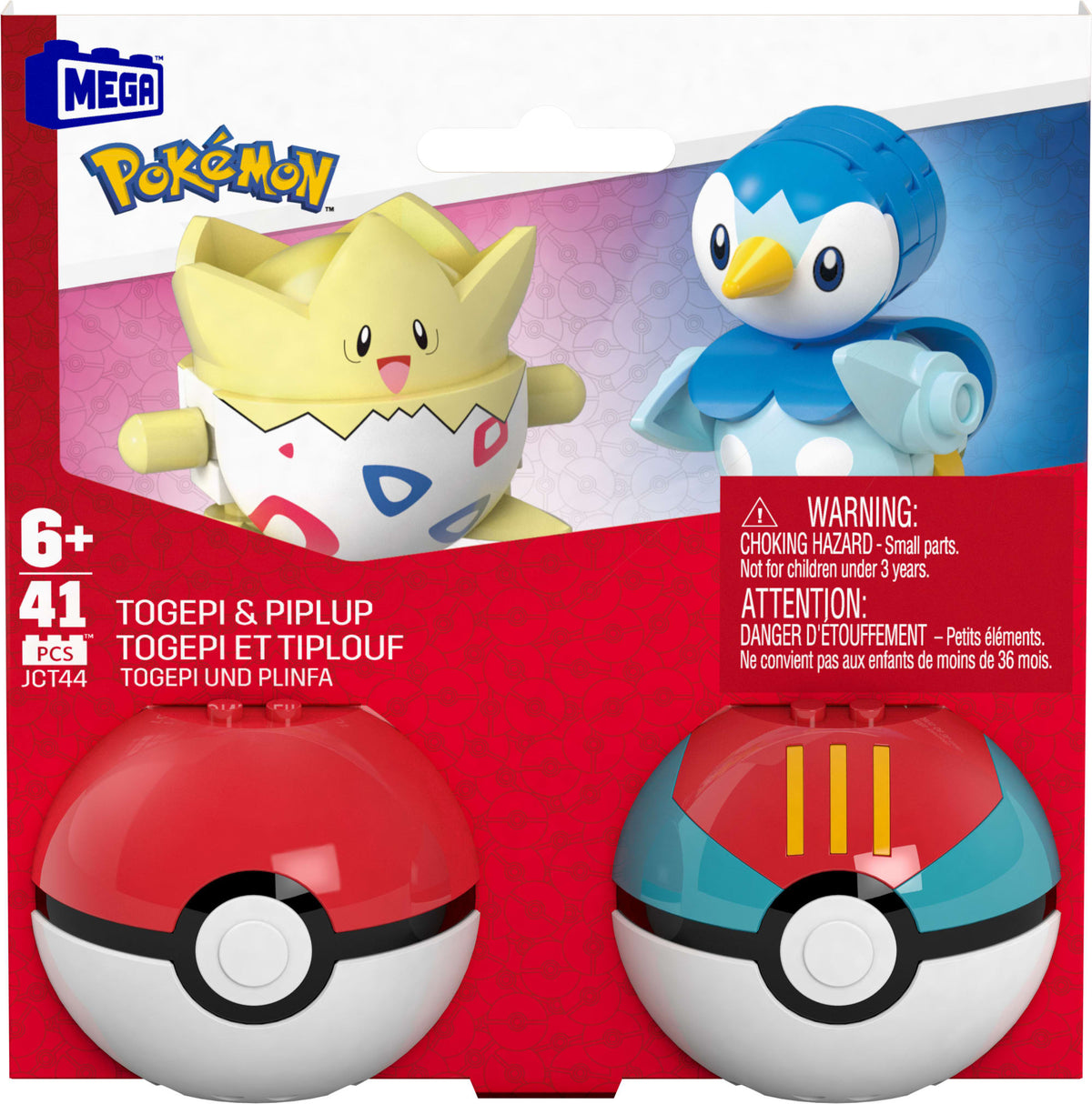 MEGA Pokémon Poké Ball 2-Pack Building Toy Kits With 2 Action Figures (41 Pieces) For Kids