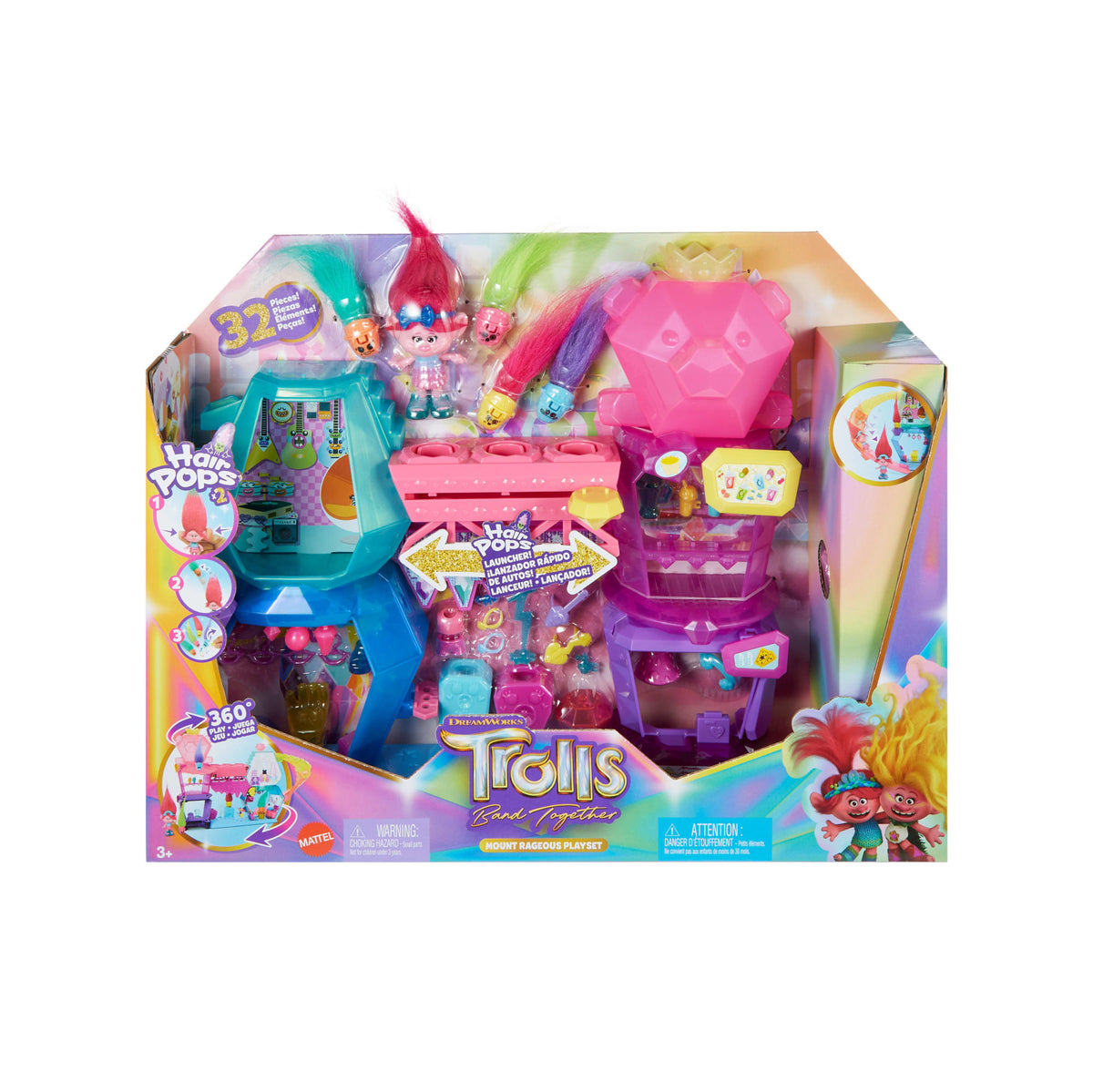 Dreamworks Trolls Band Together Mount Rageous Playset With Queen Poppy Small Doll & 25+ Accessories