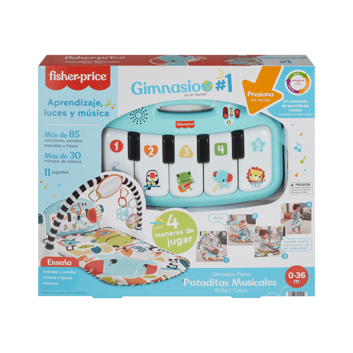 Fisher-Price Baby Gimnasio para Bebés Piano Pataditas Musicales Brilla y Crece