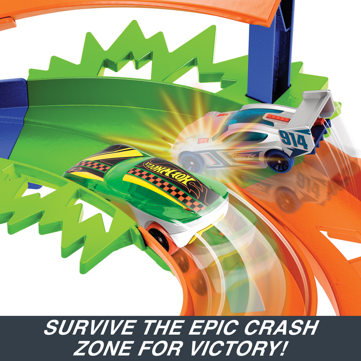 Hot Wheels Whip Around Raceway, 2 Toy Cars in 1:64 Scale, Storage