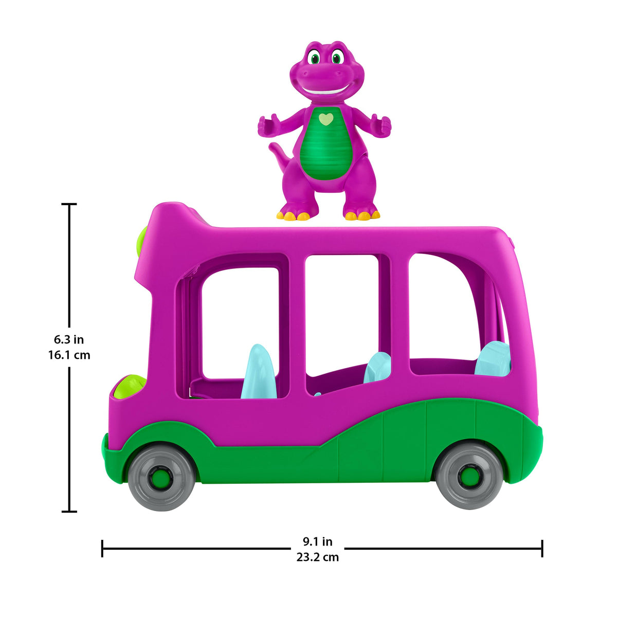Fisher-Price Barney's World Adventure Bus Push-Along Toy & Barney Figure For Kids, 2 Pieces
