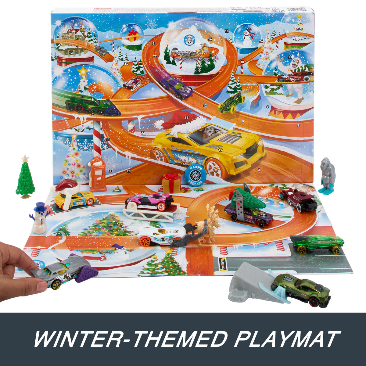 Hot Wheels Advent Calendar 2024, 8 Hot Wheels Toy Cars And 16 Accessories (24 Total Components)