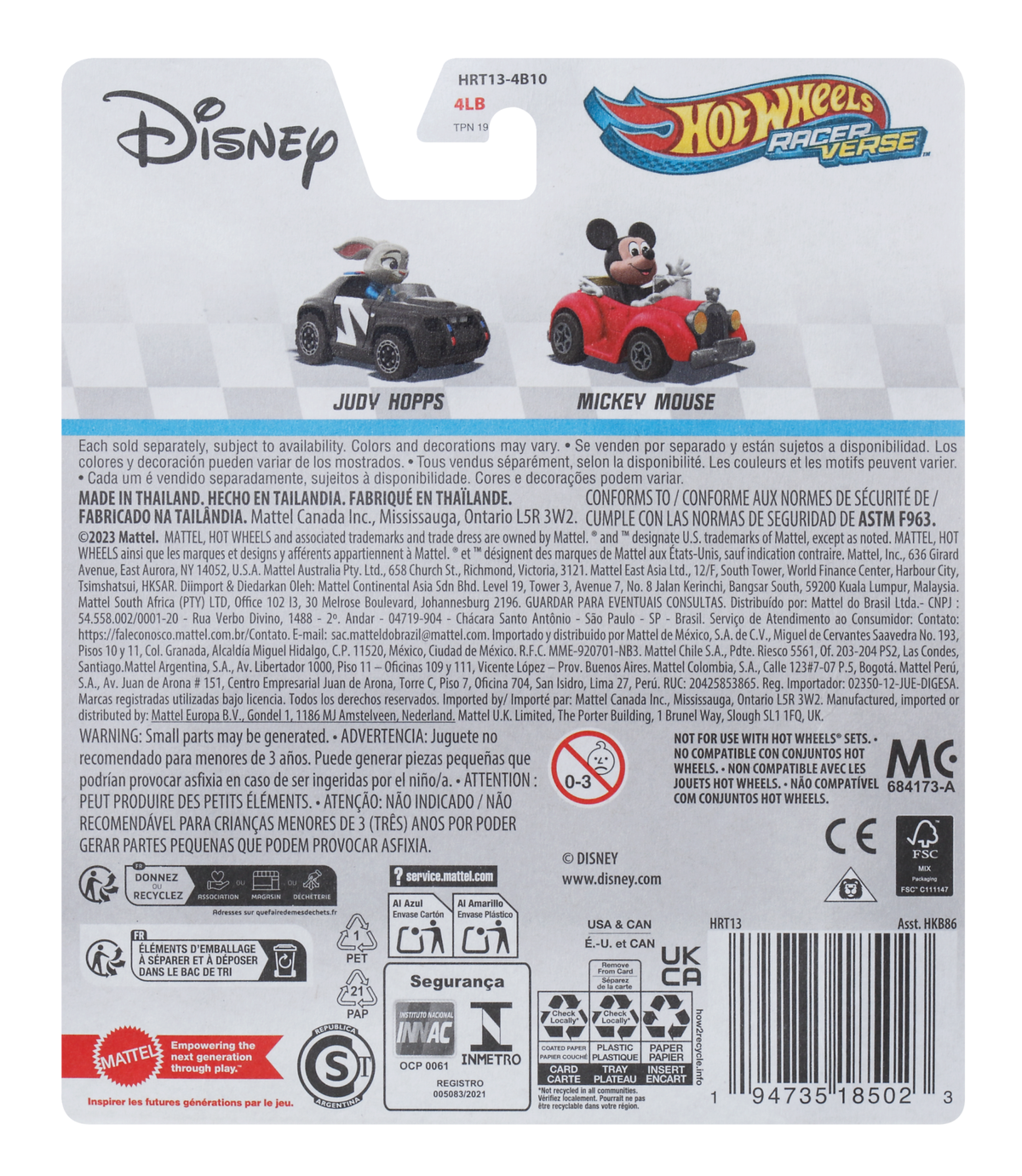 Hot Wheels RacerVerse Veículo de Brinquedo Judy Hopps