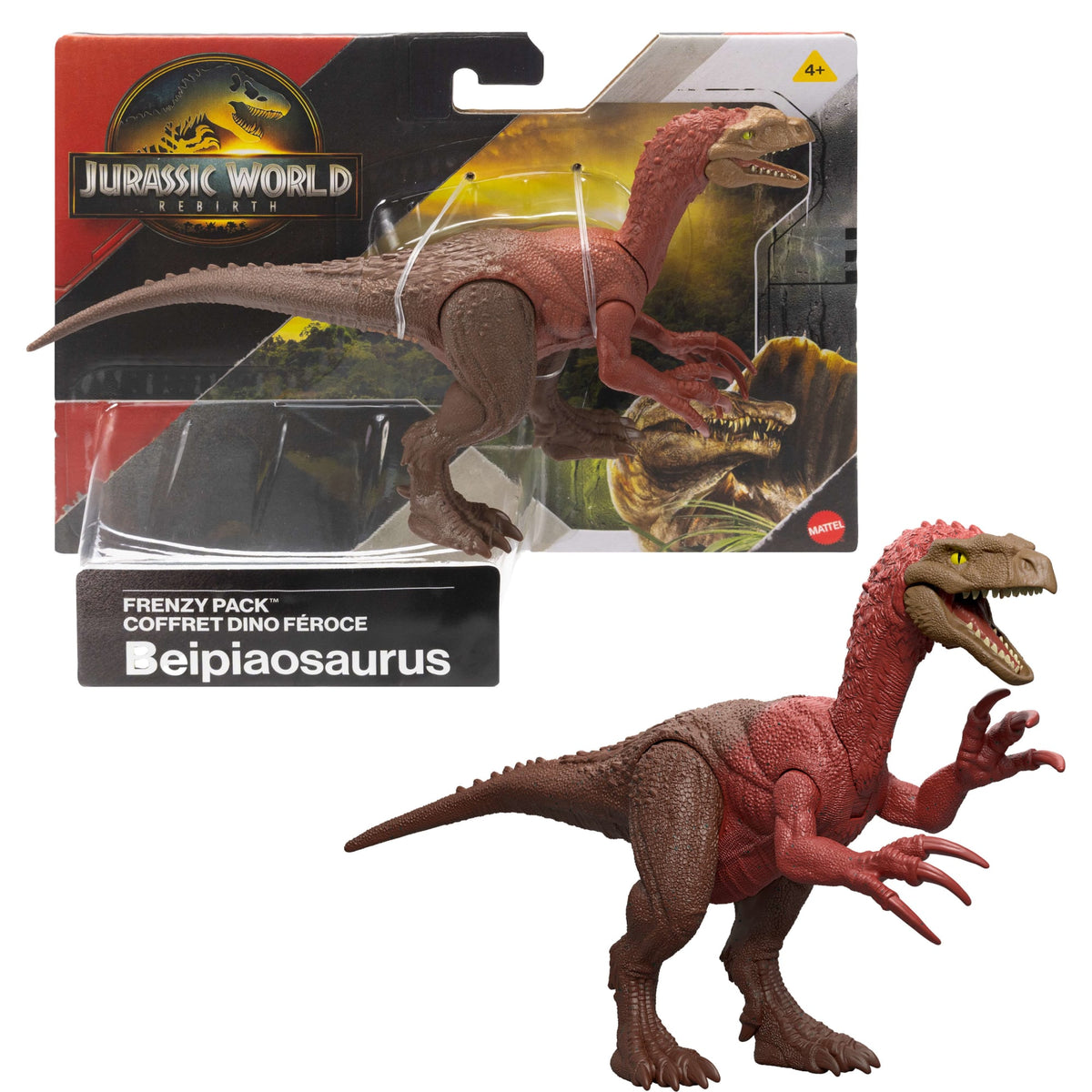 Jurassic World Rebirth Frenzy Pack Beipiaosaurus Dinosaur Figure, Authentic Toy, Digital Play