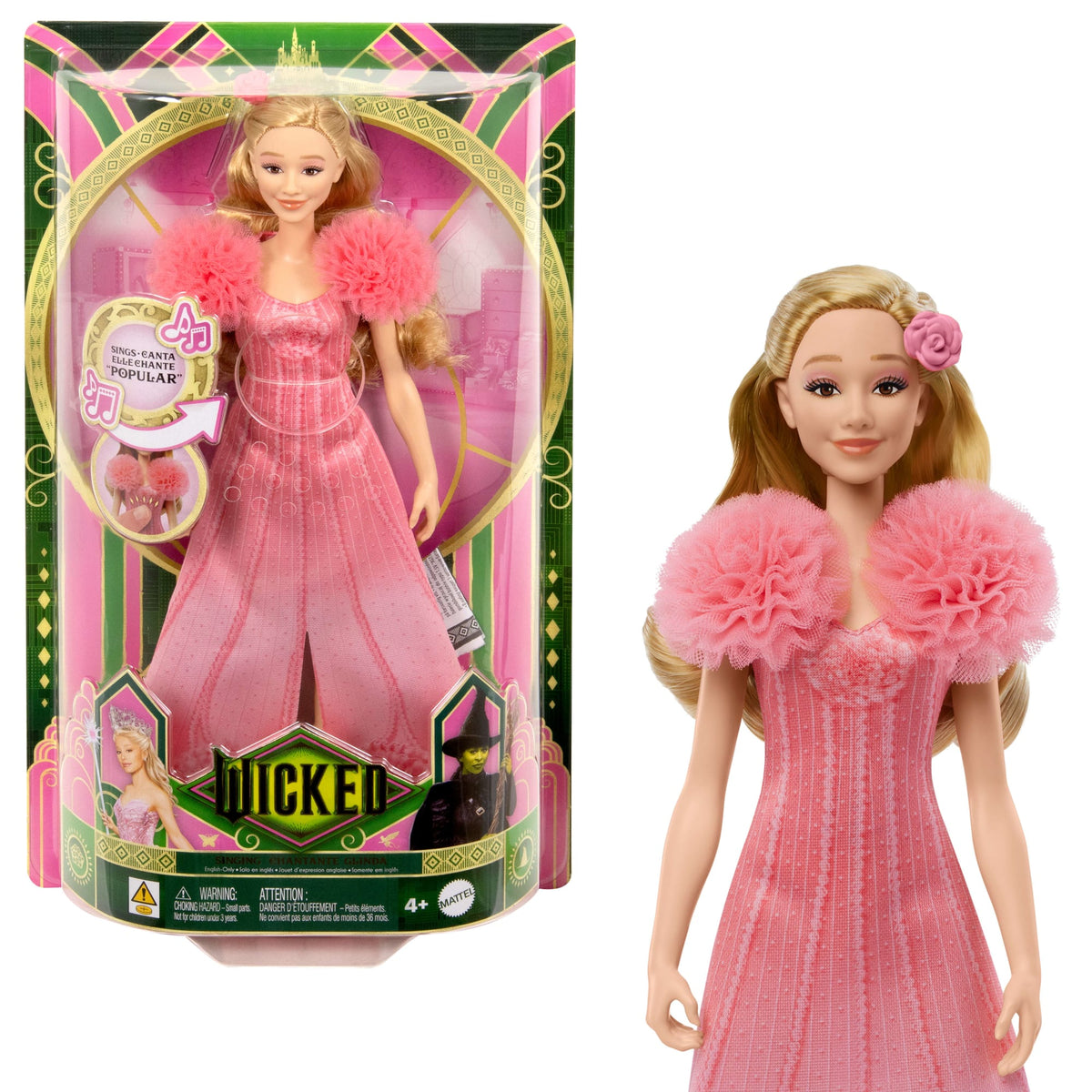 Wicked Singing Glinda Fashion Doll, Posable With Removable Movie Fashions & Accessories