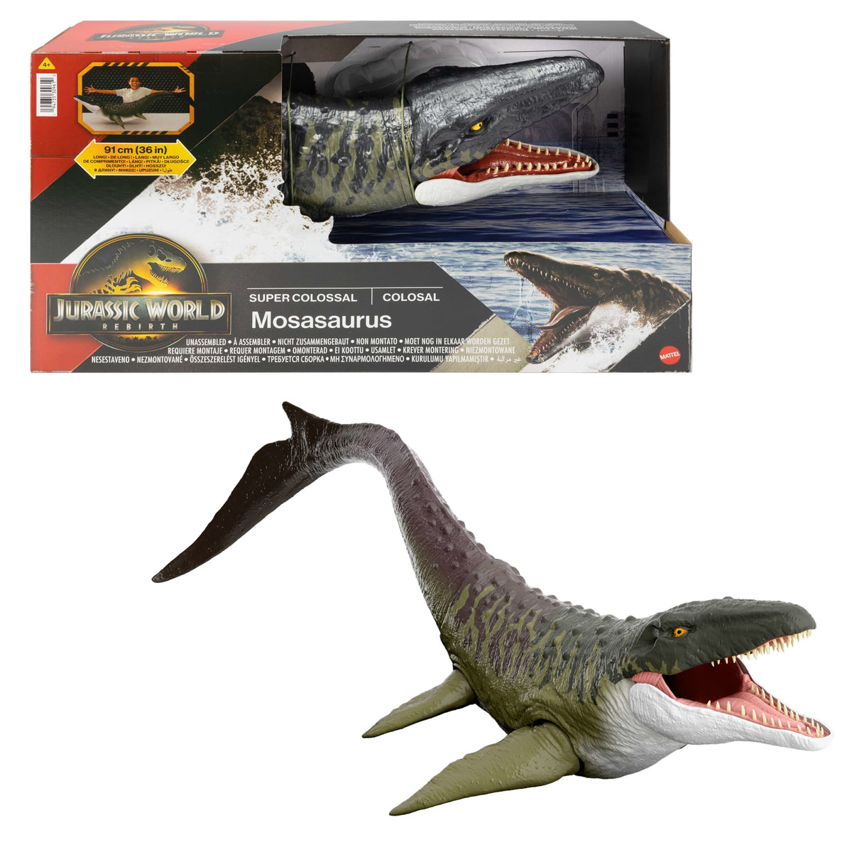 Jurassic World Rebirth Super Colossal Mosasaurus Action Figure, Dinosaur Toy