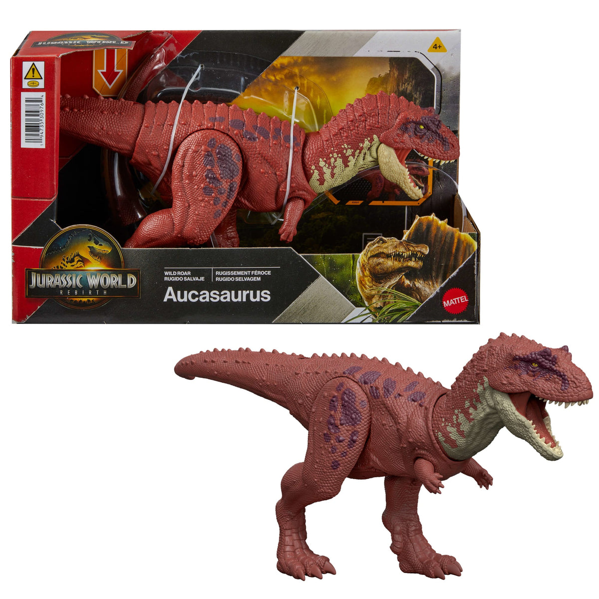 Jurassic World Dinossauro de Brinquedo Rebirth Rugido Selvagem Aucasaurus