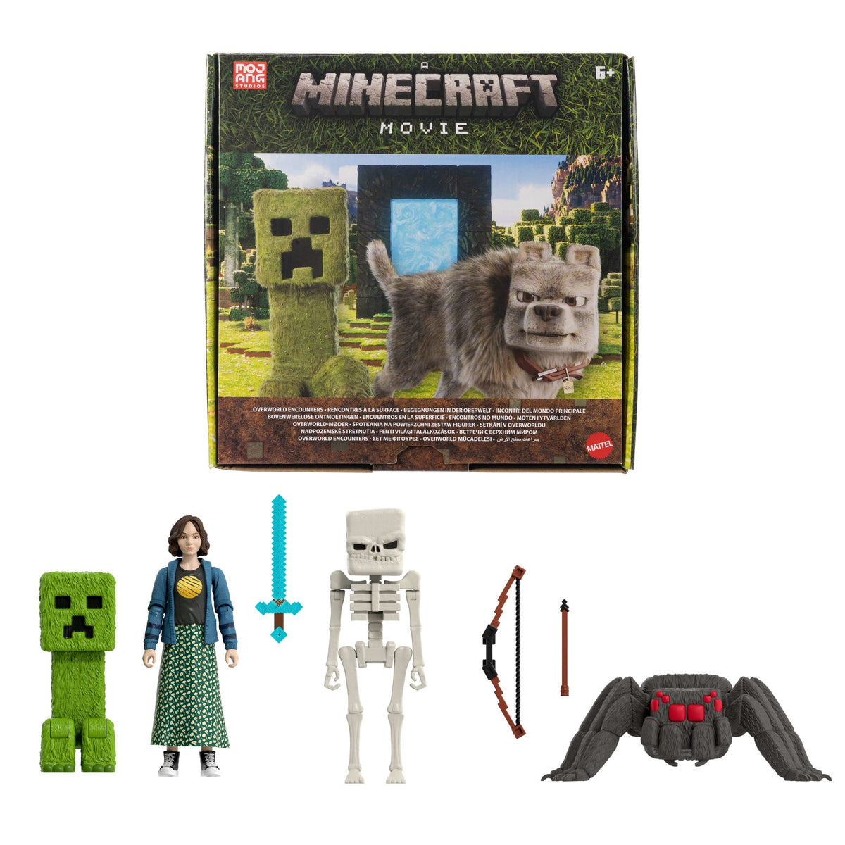 Minecraft Overworld Encounters Pack With 4 Action Figures & 3 Accessories Inspired By The Movie