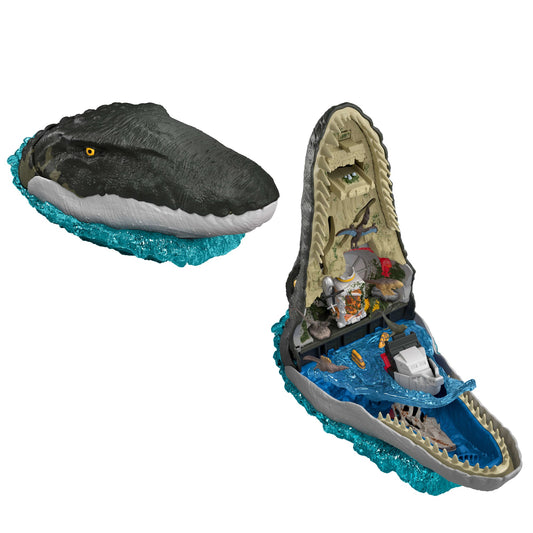 Jurassic World Rebirth Deluxe Mosasaurus Playset, 7 interactive Features & Sound Fx, 6 Micro Figs