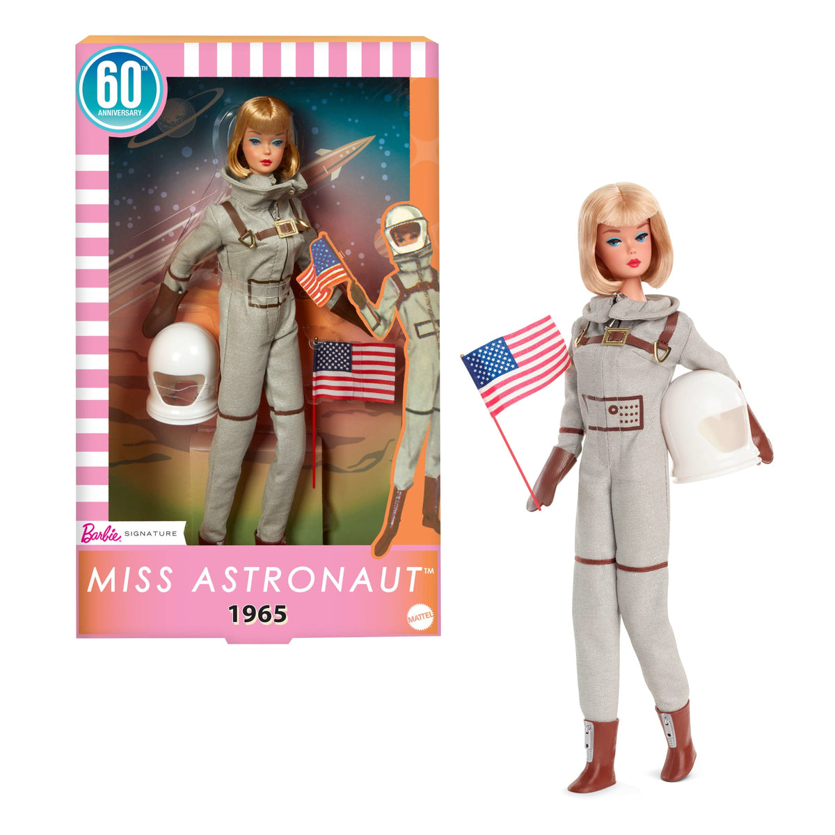 Barbie Signature Miss Astronaut Doll Collectible With Silver Suit, Space Boots, & Helmet Accessory