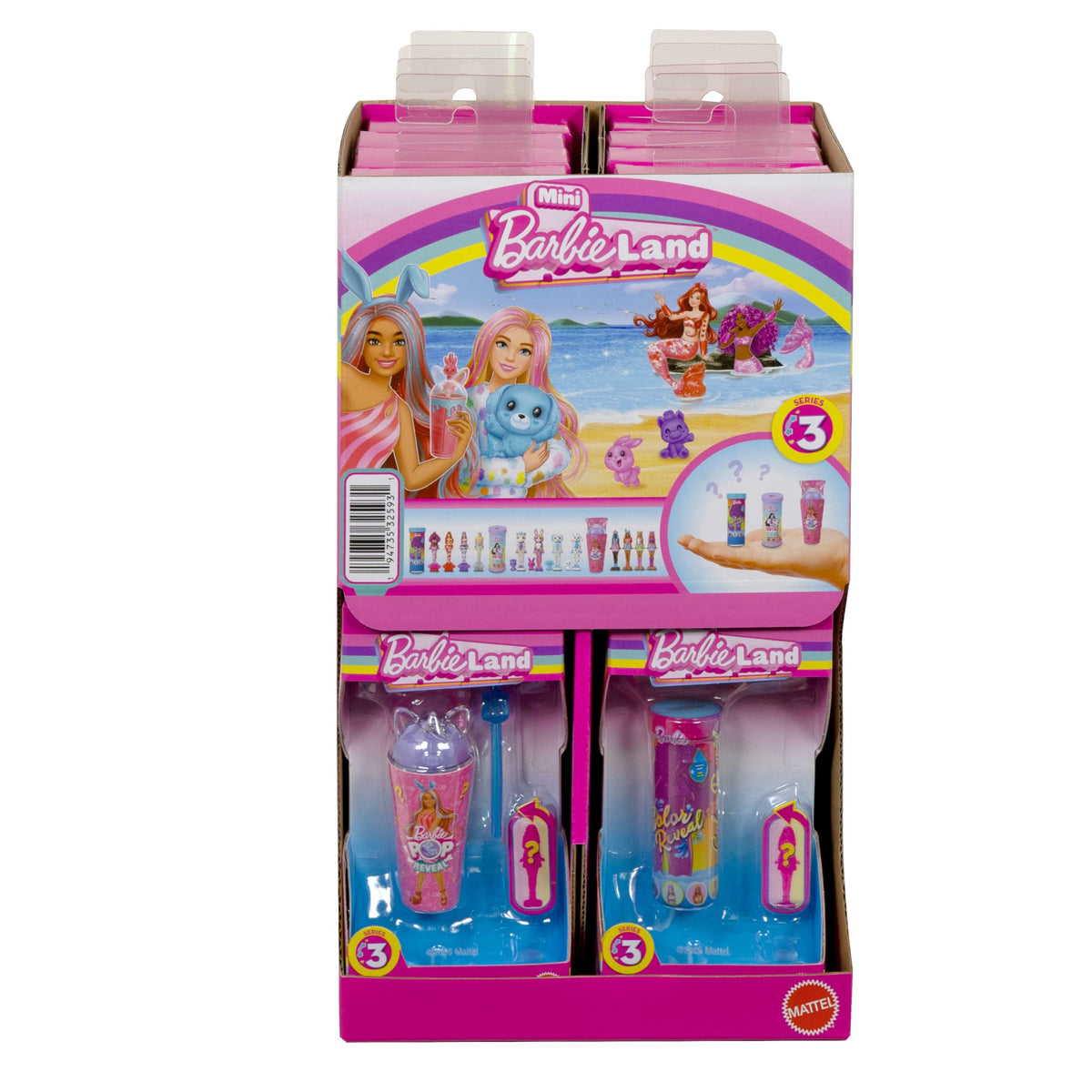 Barbie Mini Barbie Land Color Reveal Mermaid Dolls, 1.5-Inch Doll With Surprise Water Reveal , Series 3