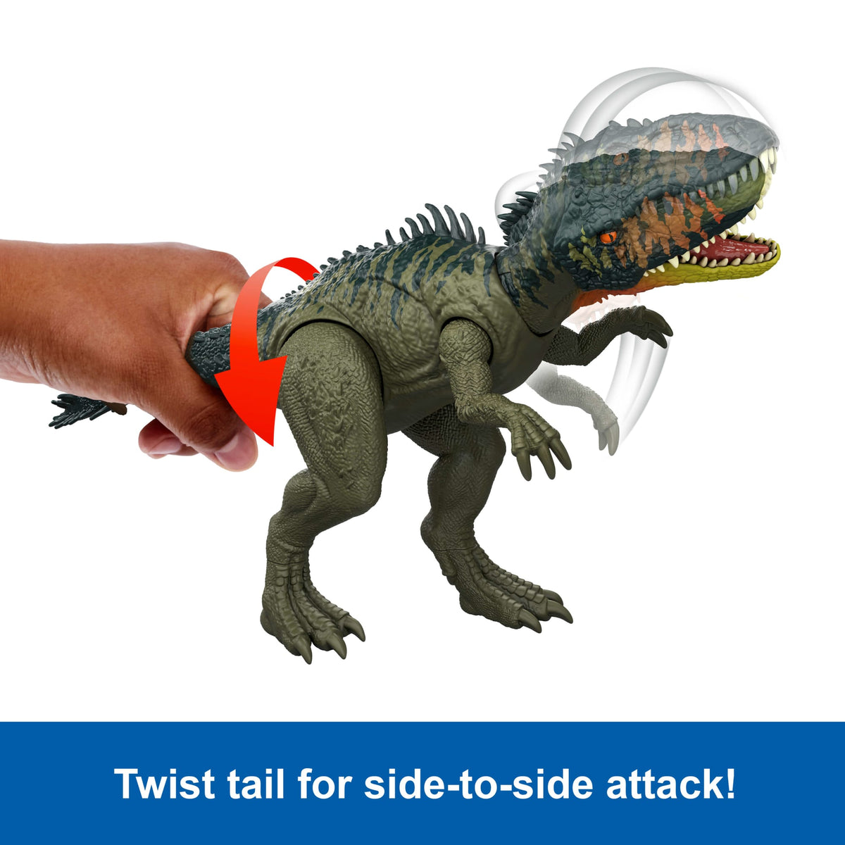 Jurassic World Rebirth Gigantic Thrashers Tyrannotitian  Dinosaur Figure Toy, Tail Activated Attack