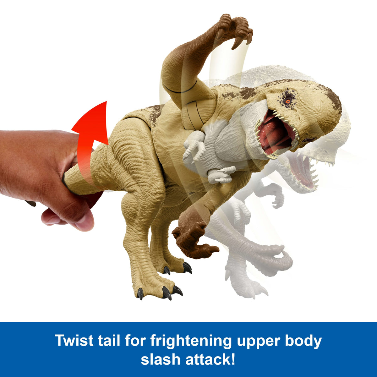 Jurassic World Rebirth Distortus Rex Action Figure, 22 inch Rumble N Rampage Dinosaur Toy, 2 Attacks