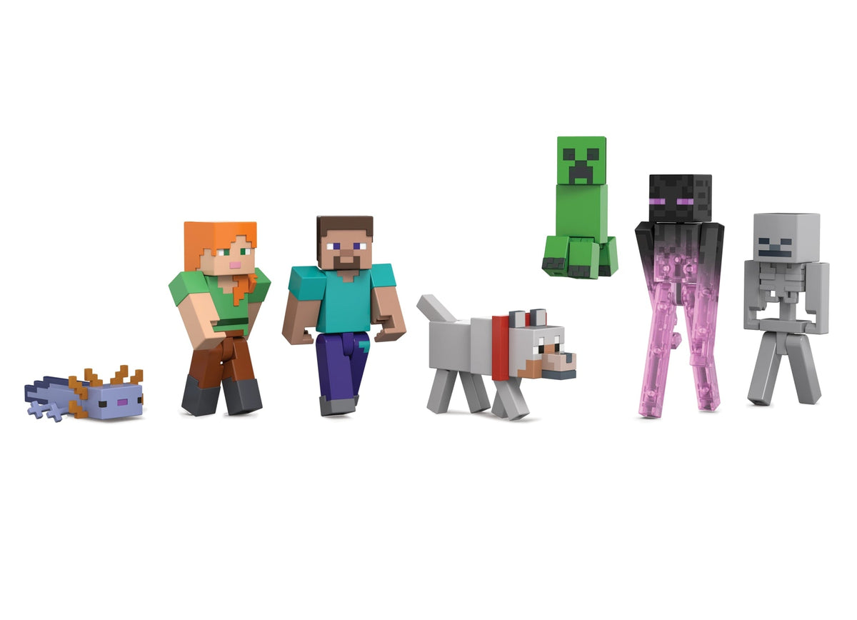 Minecraft World Builders Pack With 7 Action Figures in 3.25-Inch Scale, Starter Collection