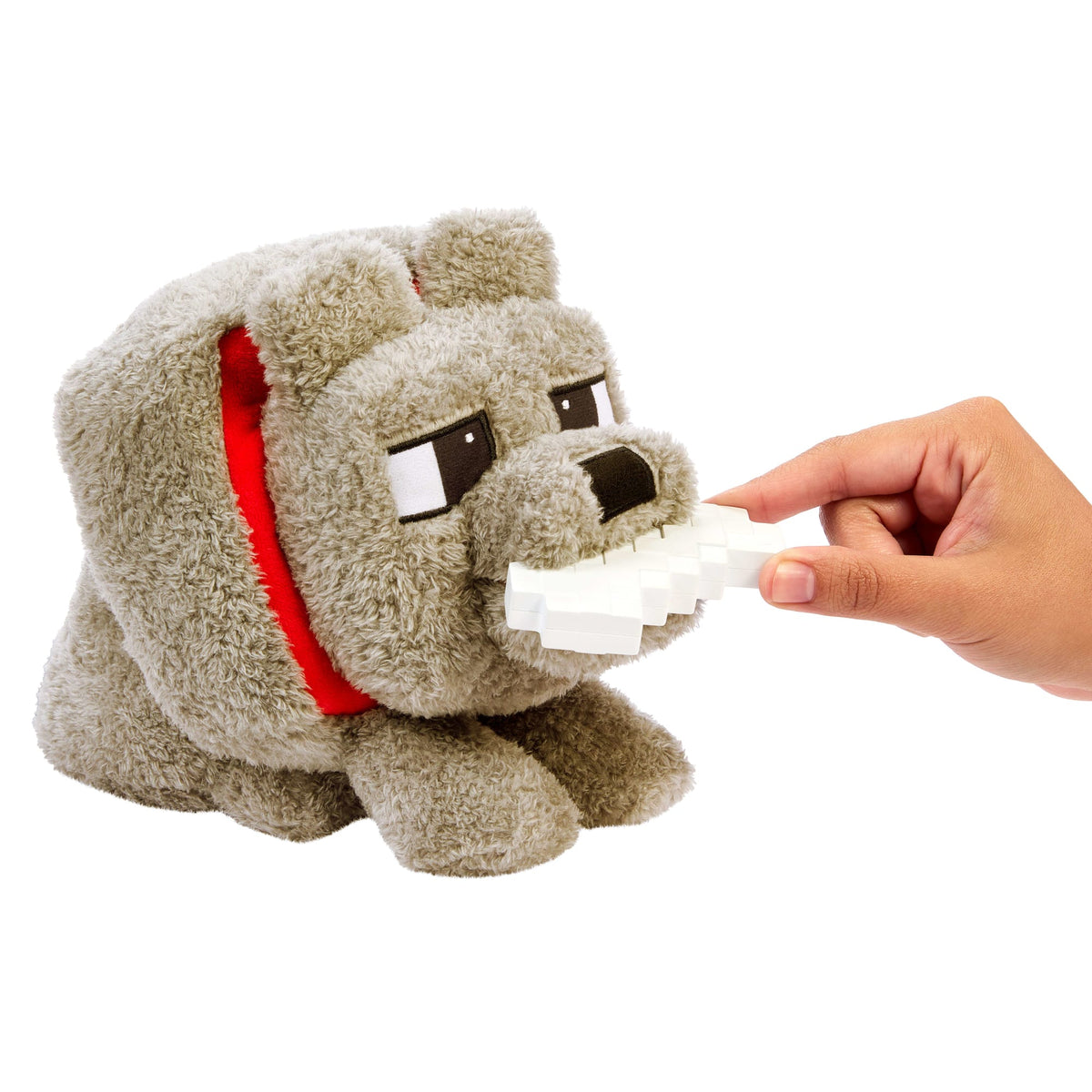 Minecraft Food Mode Dennis Plush Interactive Toy With Sounds & Bone Accessory, Inspired By The Movie