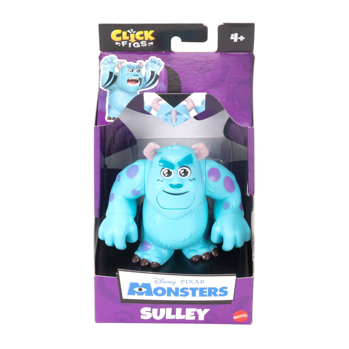 Disney And Pixar Click Figs Sulley Monsters Inc., James P Sullivan Small Movie Toy With Pop Up Action Move