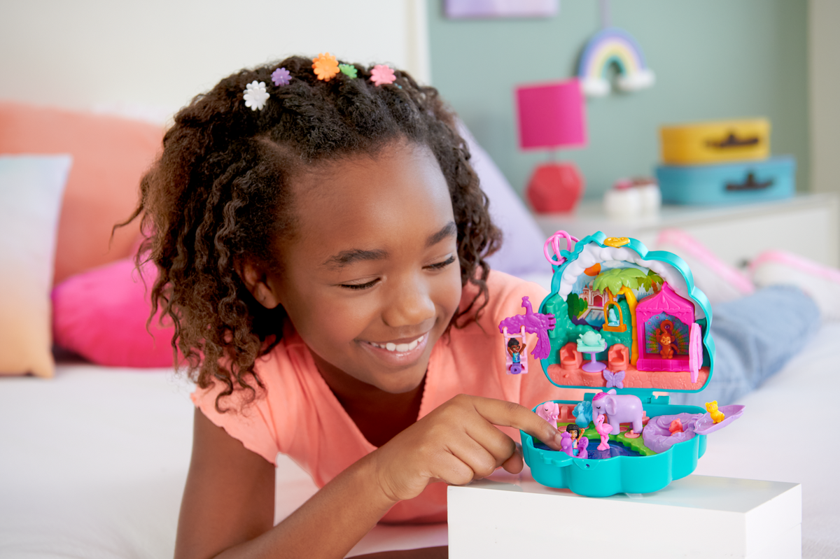 Polly Pocket Peacock Garden Compact With 2 Micro Dolls And Pets, Travel Toy With Animal Accessories