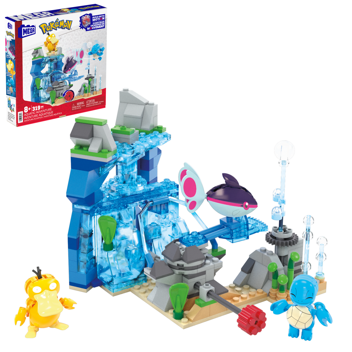 MEGA Pokémon Aquatic Adventure Building Toy Kit, With 3 Action Figures (319 Pieces) For Kids