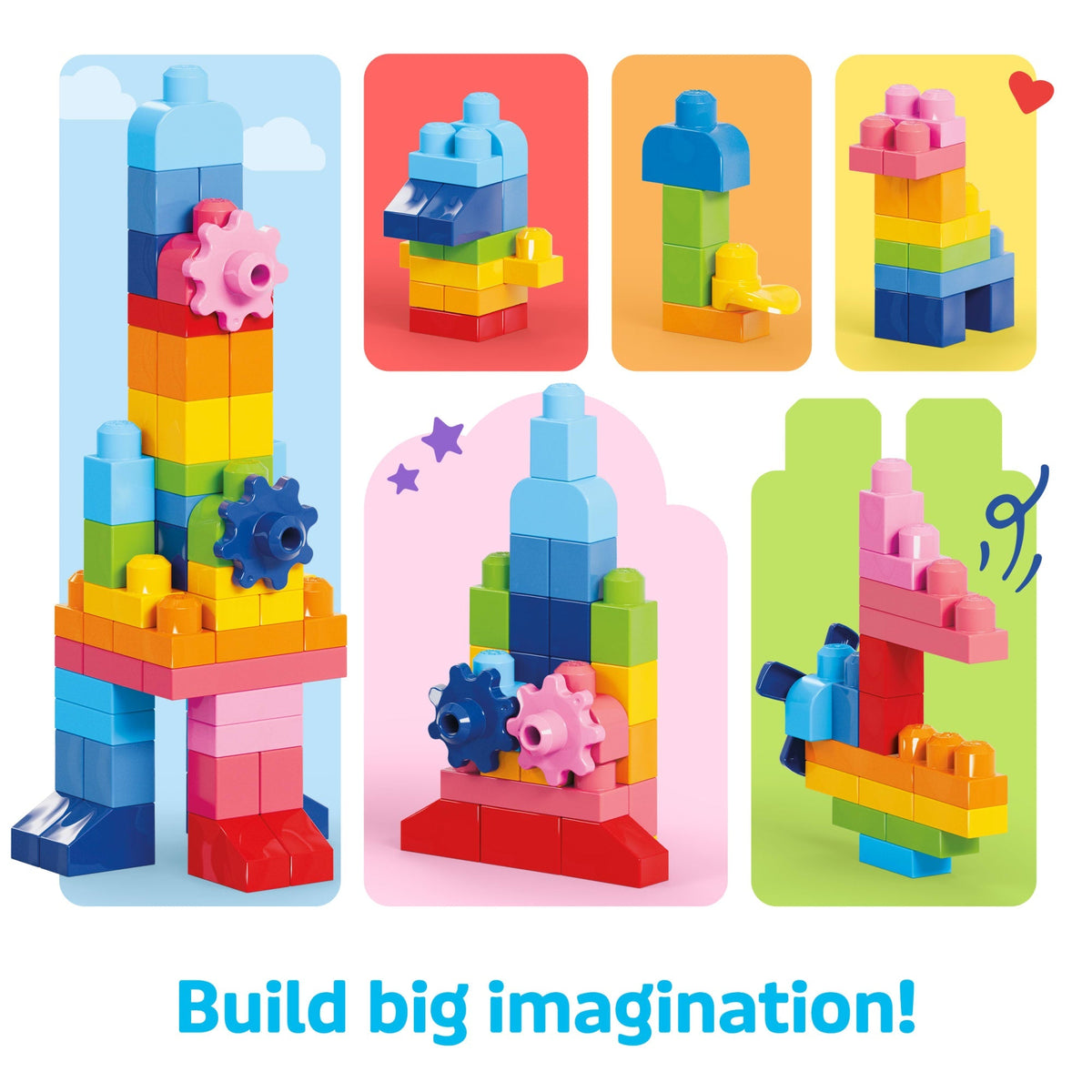 MEGA BLOKS First Builders Big Bag Of Blocks Toy Blocks With Storage Bag (130 Pieces) For Toddler