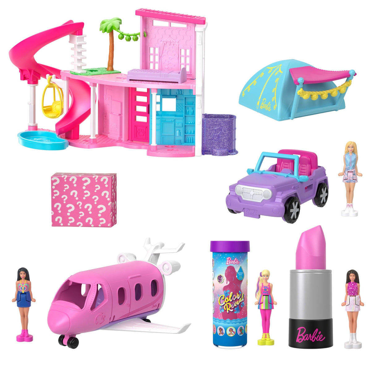 Barbie Mini Barbieland Dreamhouse & 2-Vehicle Playset With 5 1.5-inch Dolls, Furniture & Accessories