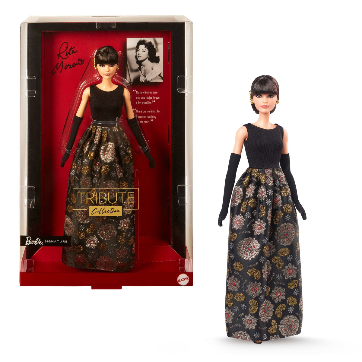 Barbie Tribute Collection Rita Moreno Collectible Doll in Black & Gold Gown