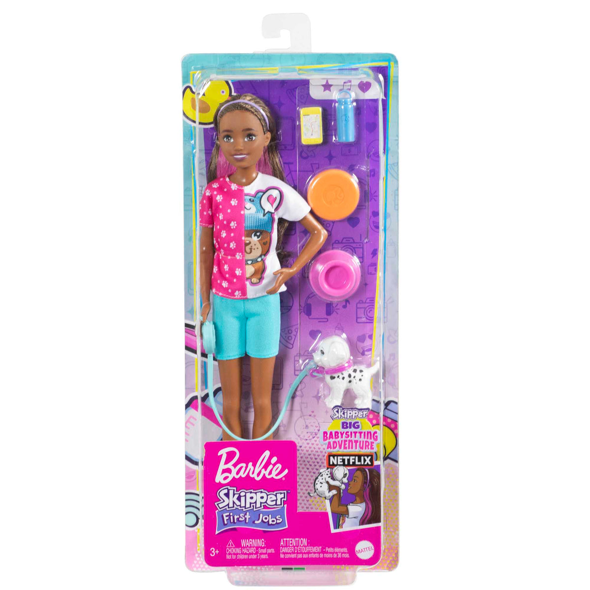Barbie Toys, Skipper Doll And Dog Walker Set With Puppy And Accessories, First Jobs