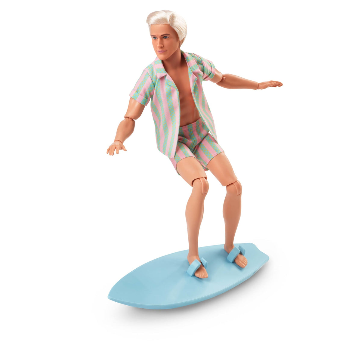 Barbie The Movie Ken Doll Wearing Pastel Striped Beach Matching Set