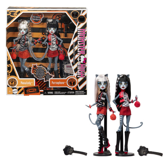 Monster High Boo-Riginal Creeproduction Meowlody And Purrsephone Dolls With Diary And Doll Stands