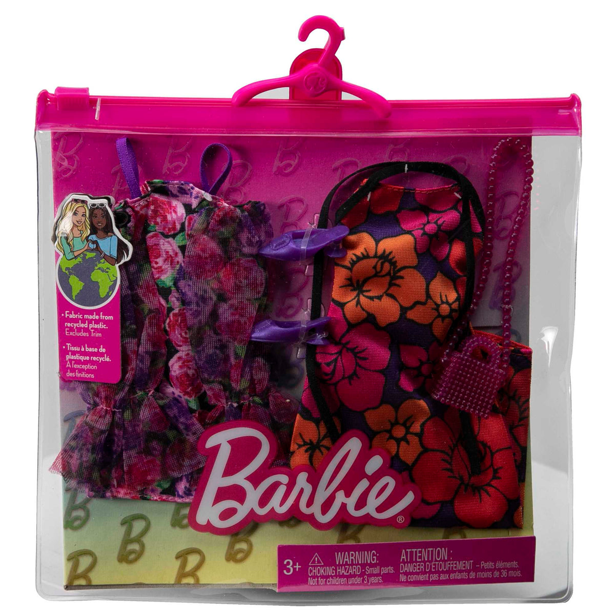 Barbie Clothes, Floral-Themed Fashion And Accessory 2-Pack For Barbie Dolls