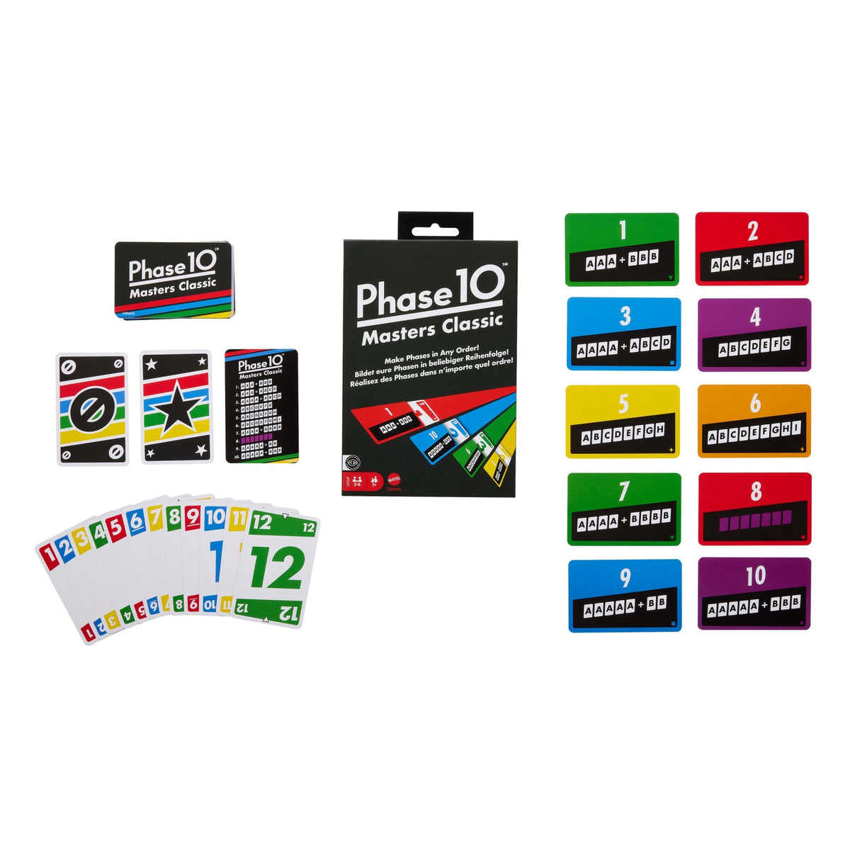 Phase 10 Masters Classic Card Game, Family Game With Rummy-Type Play For 2-6 Players