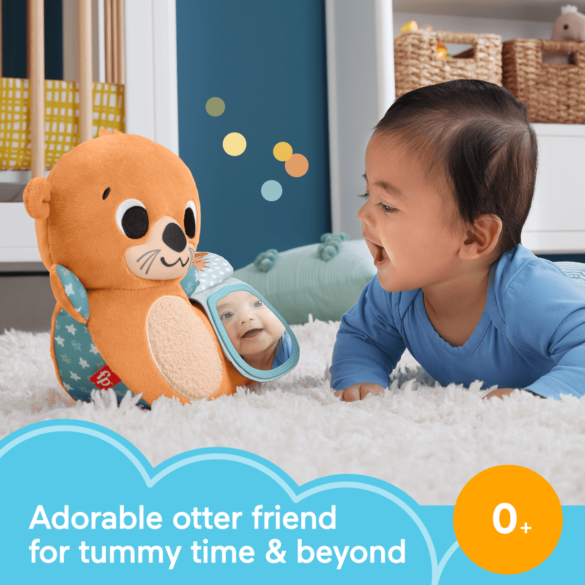 Fisher-Price 2-in-1 Rockin’ Tummy Time Otter, Plush Baby Sensory Toy For Tummy Time