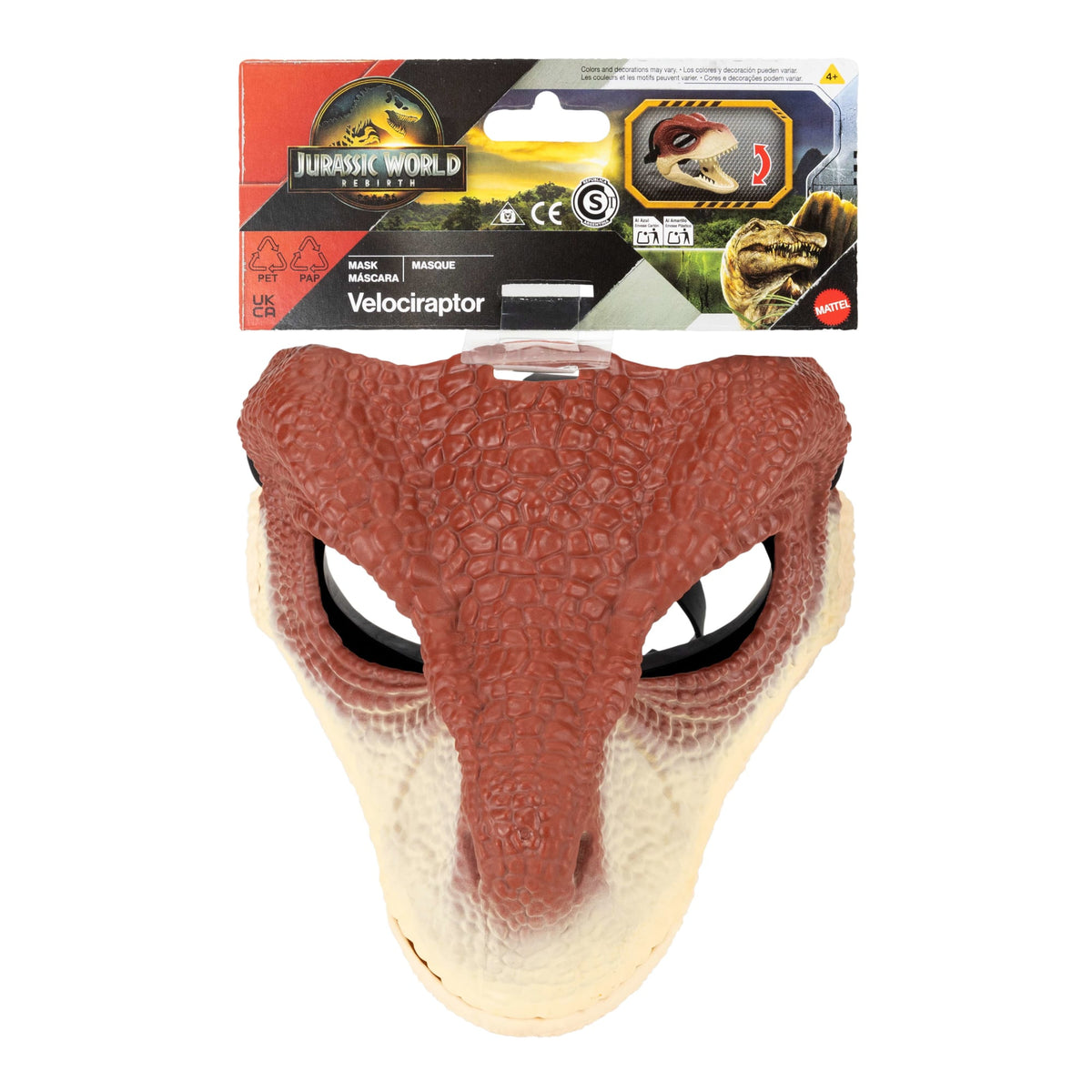 Jurassic World Rebirth Raptor Dinosaur Mask, Role-Play Head Wear, Movie-Inspired Costume Gear