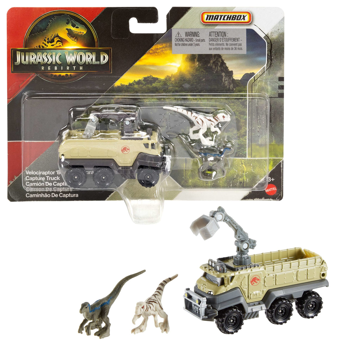 Matchbox Jurassic World Dino Transporter, Toy Car Or Truck & 1-2 Mini Dinosaurs