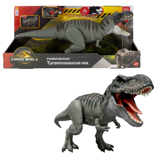 Jurassic World Dinossauro de Brinquedo Rebirth T-Rex Mordida Destruidora