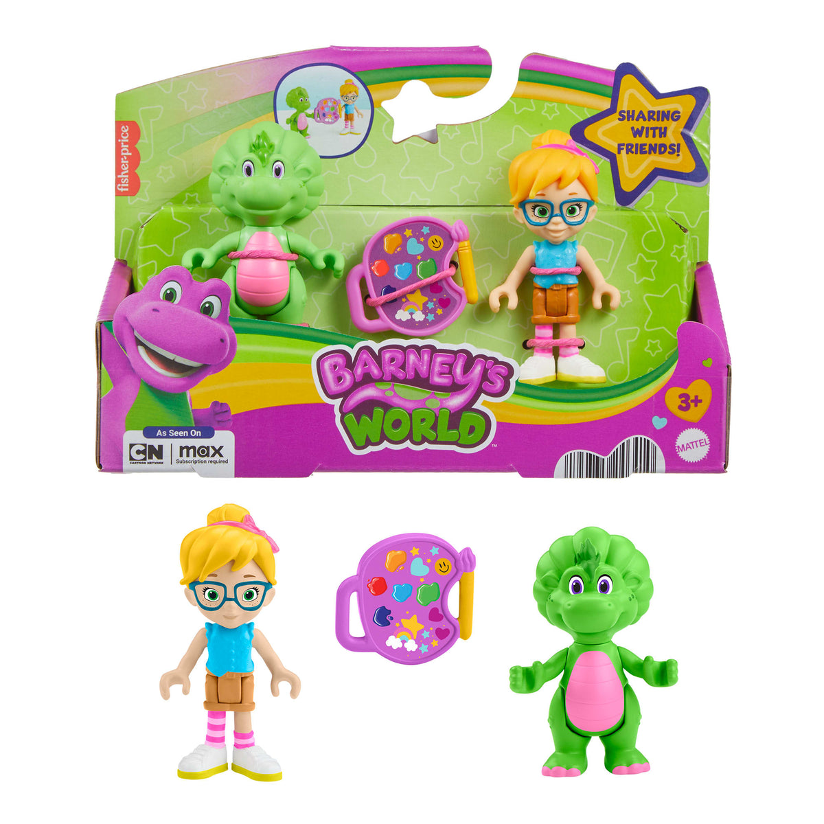 Fisher-Price Barney's World Barney's Friend Vivie & Baby Bop Figure Set For Kids, 3 Toys