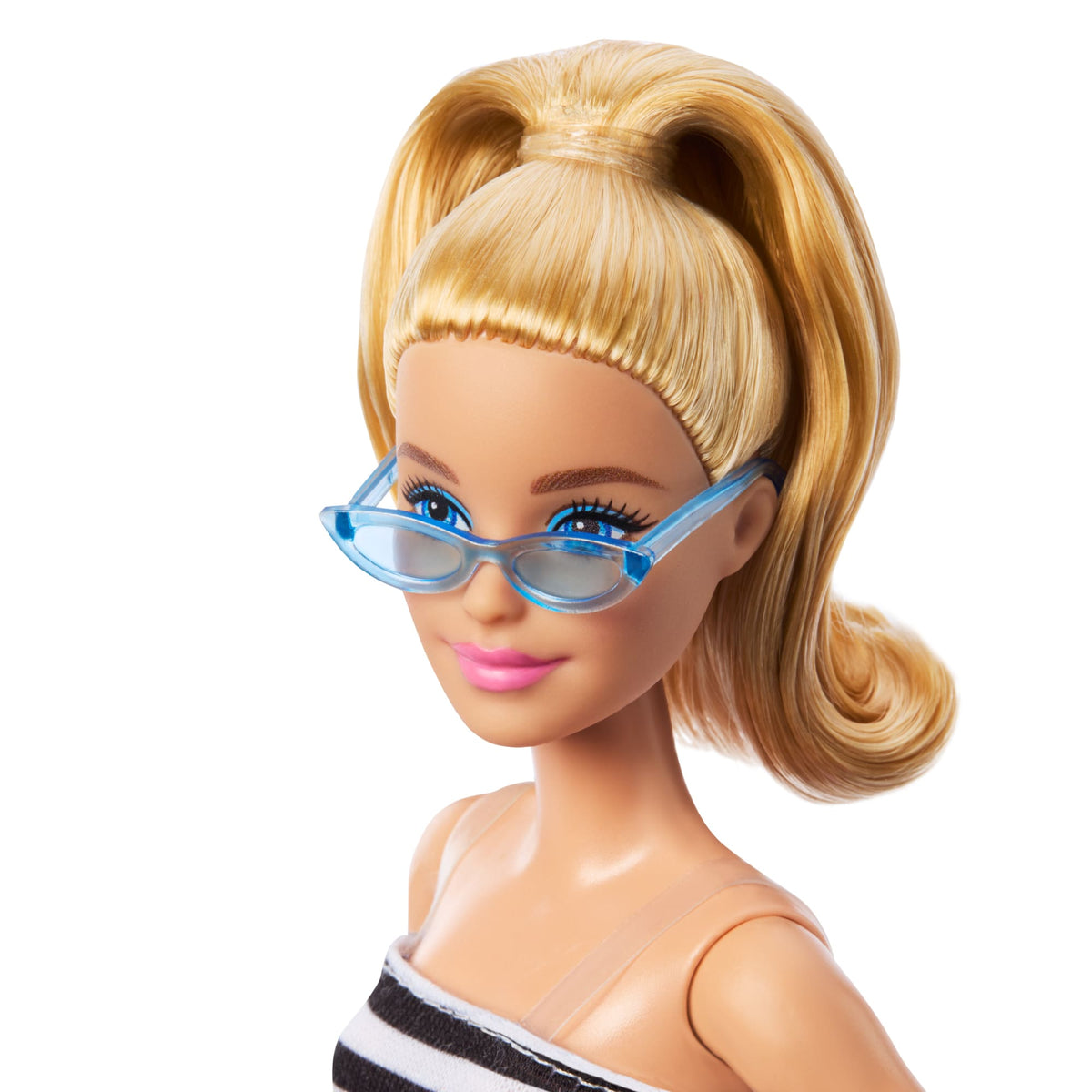 Barbie Fashionistas Doll #213, Blonde With Striped Top, Pink Skirt & Sunglasses, 65Th Anniversary