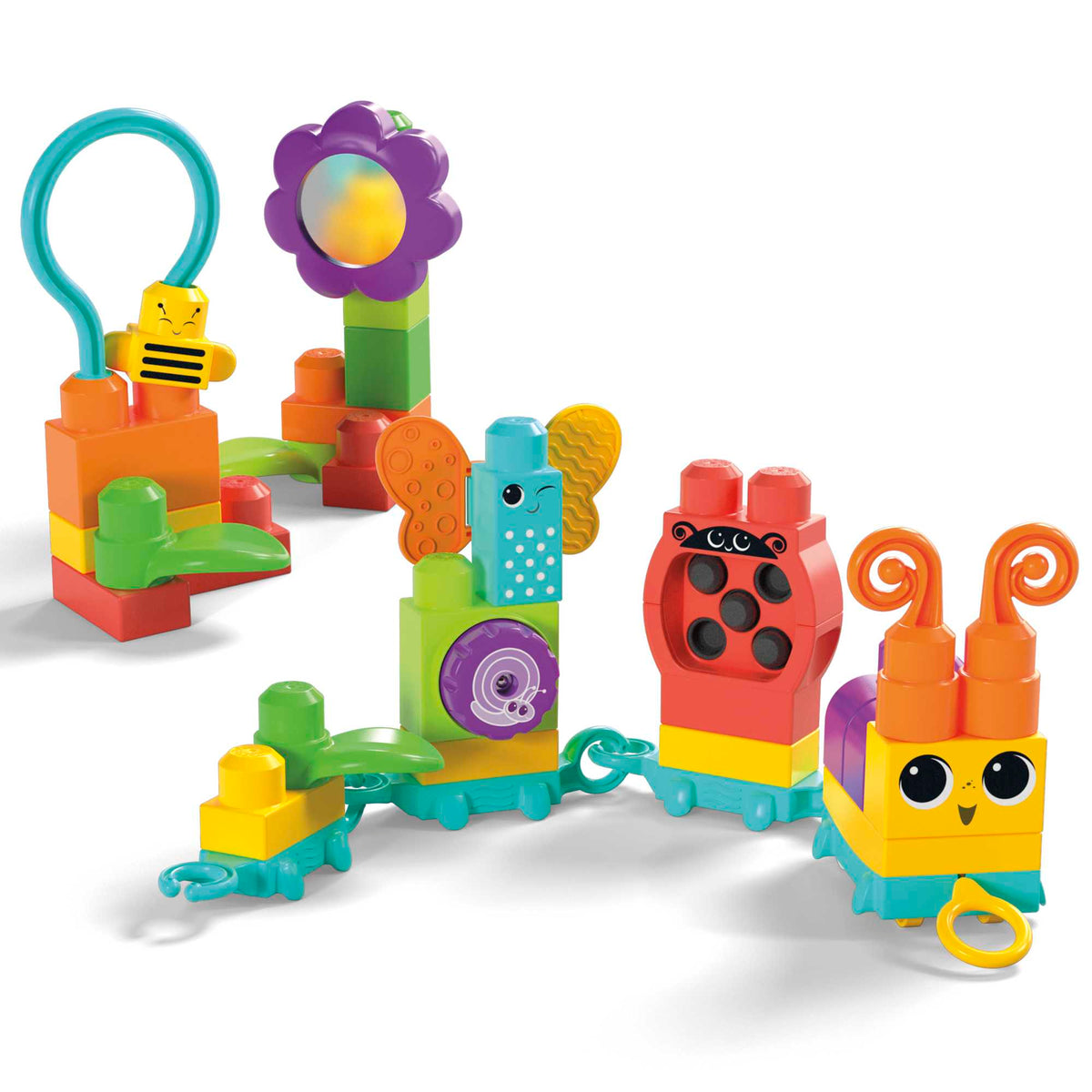 MEGA Bloks Move N Groove Caterpillar Sensory Building Toys For Toddlers 1-3 (30 Pcs)