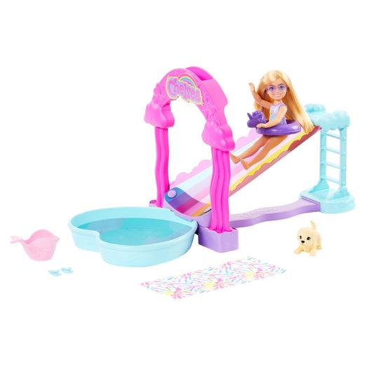 Barbie  Chelsea  Coffret de Jeu  Glissade D’Eau Arc-en-Ciel