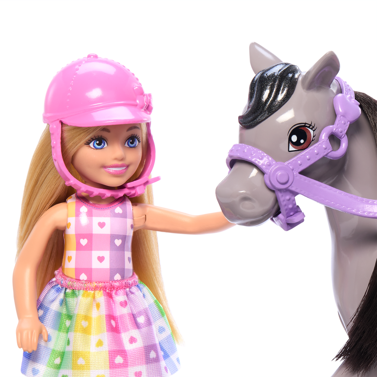 Barbie  Chelsea  Coffret  Poupée et Poney, Casque, Genoux Pliables