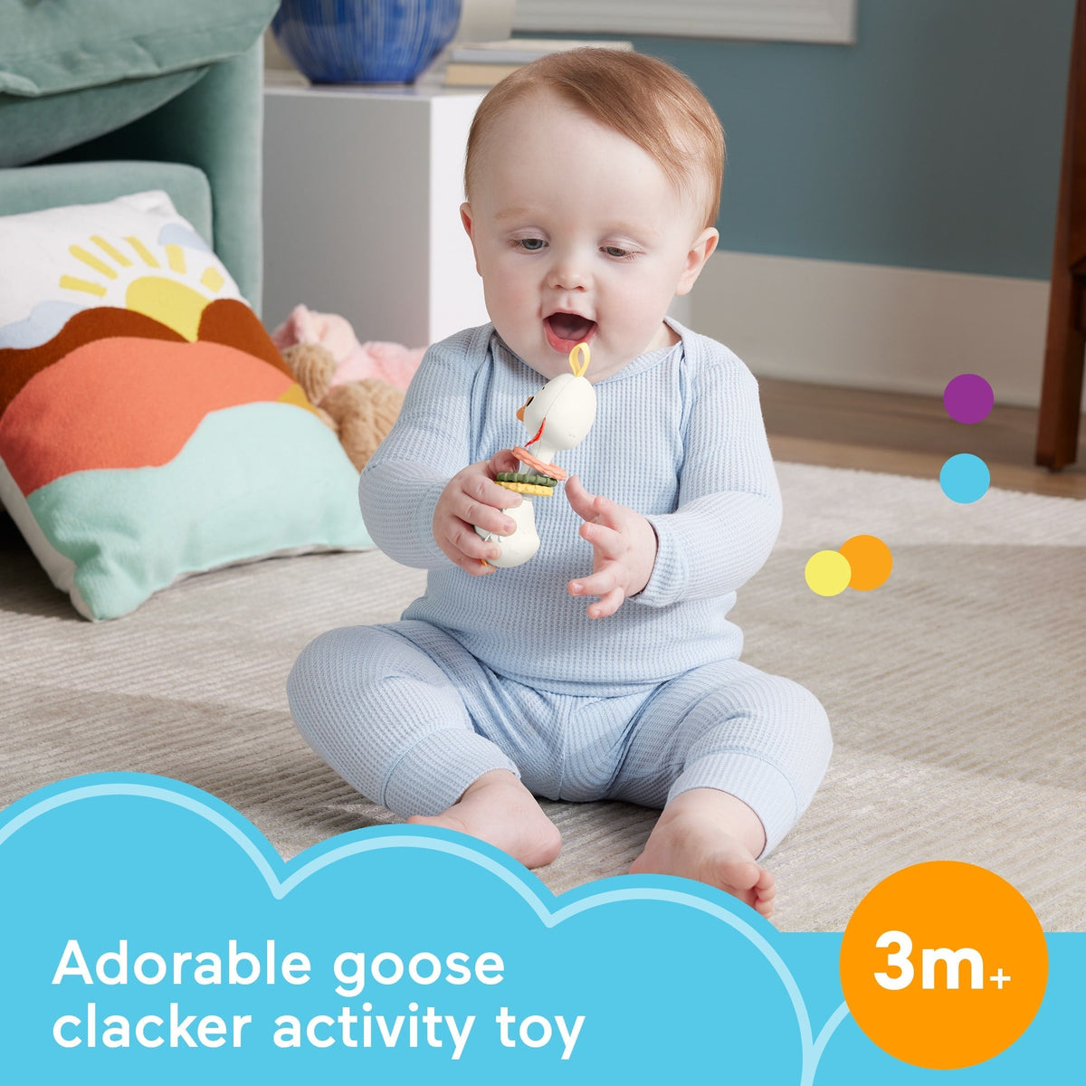 Fisher Price Clack & Quack Goose Baby Toy With Fine Motor Activity For Newborns
