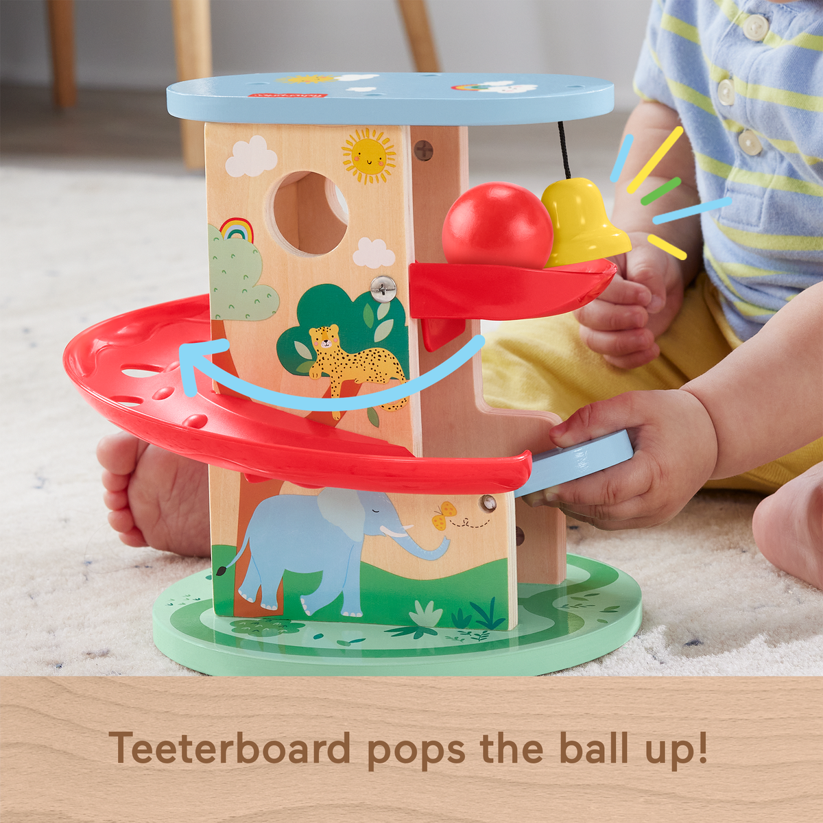 Fisher-Price Wooden Treehouse Ball Run Baby & Toddler Toy, 2 Wood Pieces