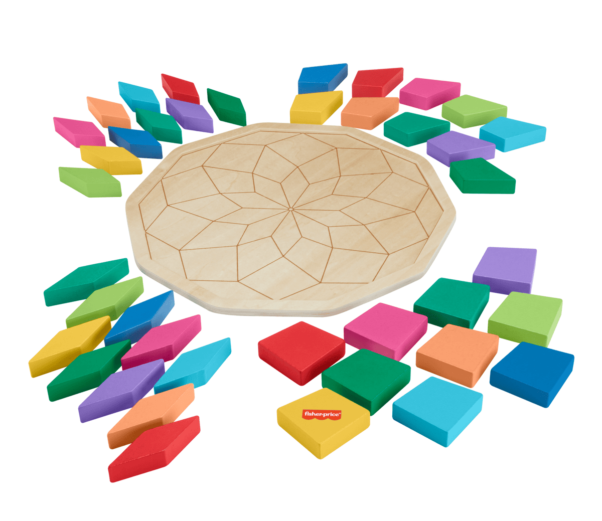 Fisher-Price-Puzzle Mandala en Bois-Puzzle 40Pièces Motif Géométrique