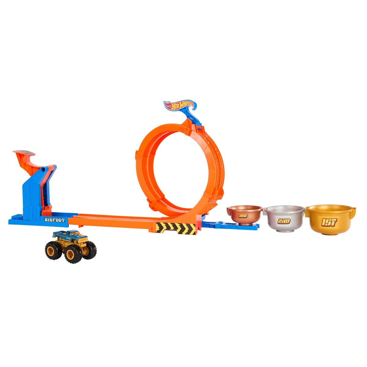 Hot Wheels Monster Trucks Loop-And-Flip Trophy Challenge Playset & Die-Cast Bigfoot Toy Truck