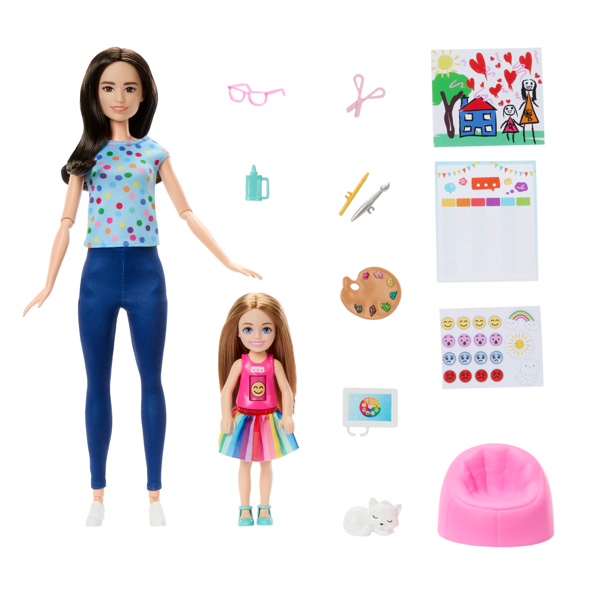 Barbie  Coffret de Jeu  Art-Thérapie, 2Poupées, Animal, Accessoires