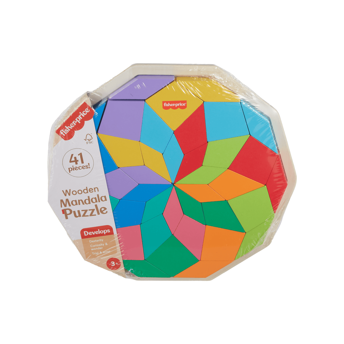 Fisher-Price-Puzzle Mandala en Bois-Puzzle 40Pièces Motif Géométrique