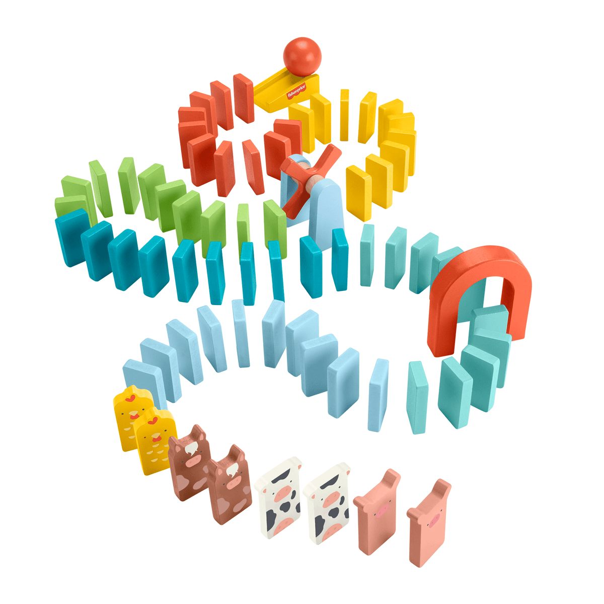 Fisher-Price  Coffret de Jeu Dominos en Bois, 72Éléments en Bois